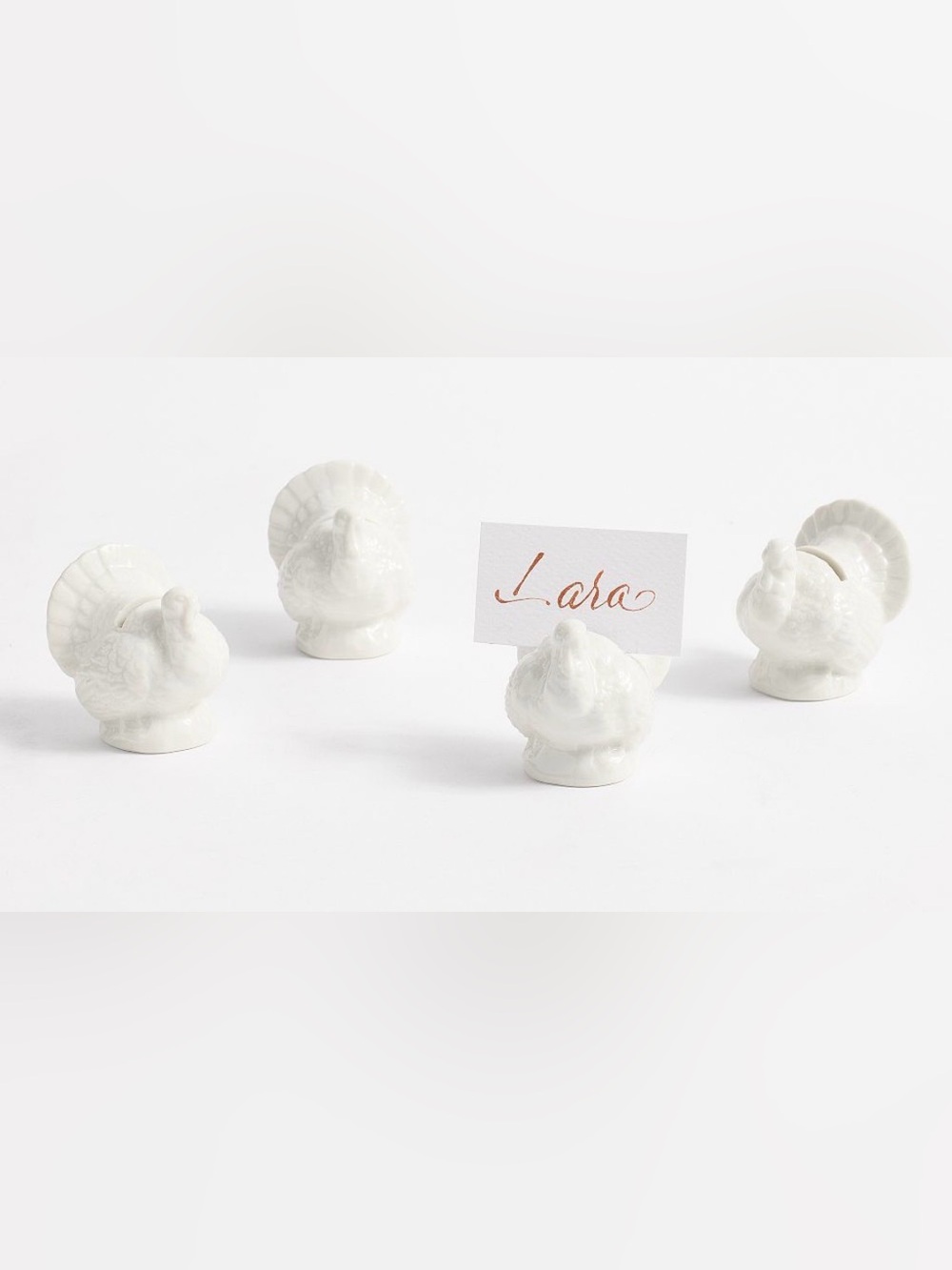 NITB Figural Turkey Stoneware Place Card Holders - Set Of 4